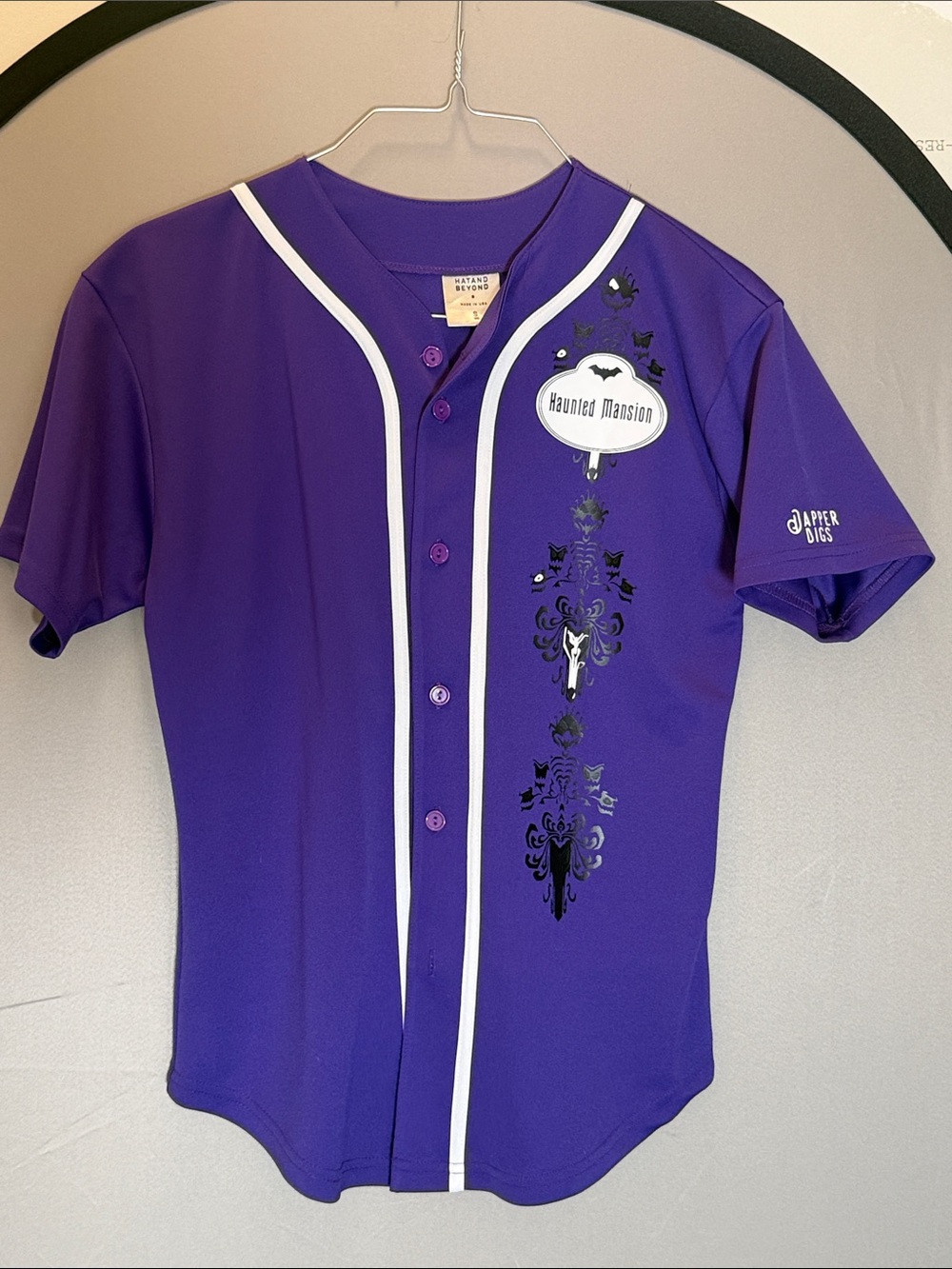 Disney Haunted Mansion Purple Baseball Jersey with White Trim
